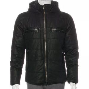 John Varvatos XL Black Quilted Puffer Jacket Hood